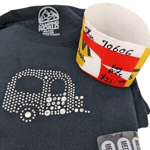 NWT Camping World Silver Rhinestone RV TRAILER Cotton Ladies T-SHIRT Size Medium